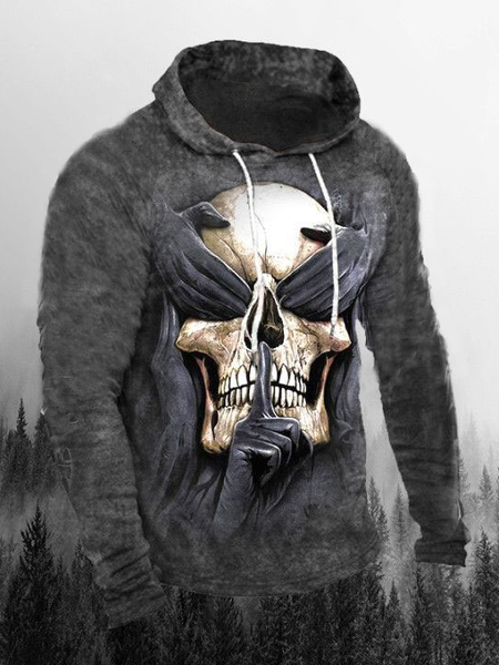

Casual 3D Digital Street Series Skull Print Hooded Hoodie, Hoodies