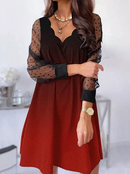 

V Neck Party Ombre Dresses, Black-red, Mini Dresses