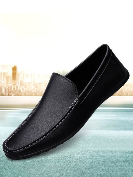 

Men's Soft Sole Casual Leather Shoes, Black, Men's flat & loafers