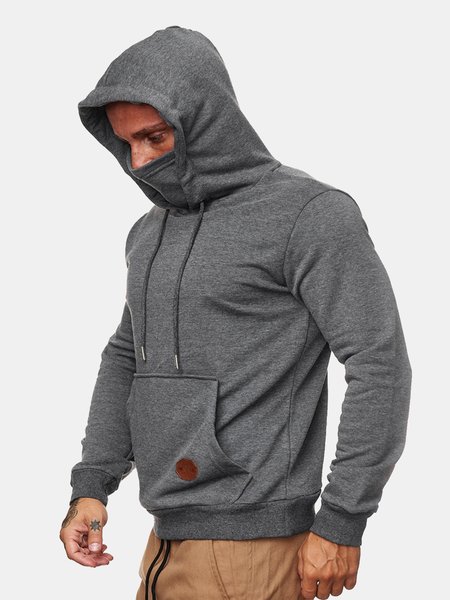

Men's Hooded Mask Long Sleeve Hoodie, Deep gray, Hoodies&Sweatshirts