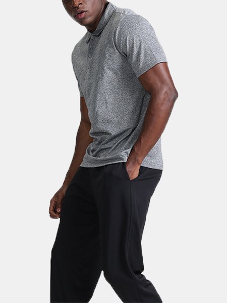Men's Moisture Wicking Breathable Quick Dry Short Sleeve Polo Shirt, Gray, polo