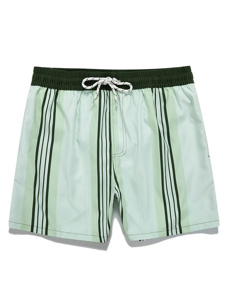 

Vintage Stripes Graphics Casual Beach Shorts, Aqua, Men's shorts