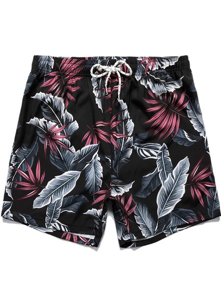 

Tropical Plants Graphics Casual Beach Shorts, Color3, Men's shorts
