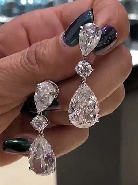 

Crystal Zircon Earrings, White, Earrings