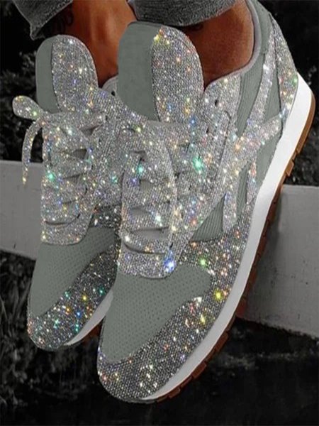 

Women Muffin Rhinestone New Crystal Platform Sneakers, Silver, Sneakers