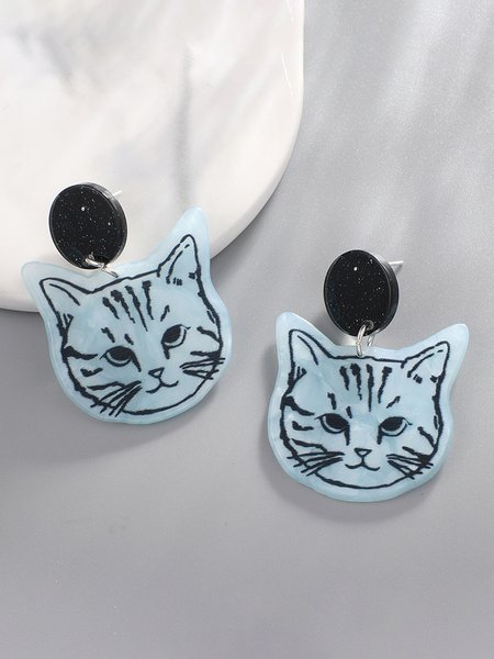 

Acrylic Graffiti Cat Earrings, Blue, Earrings