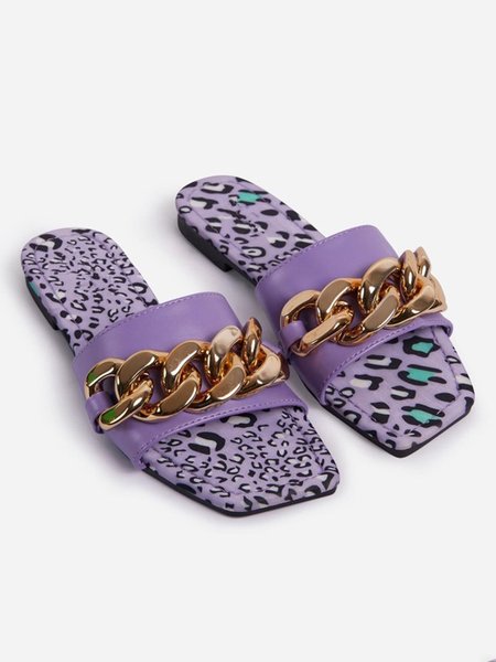 

Sexy Gold Chain Leopard Print Slides, Purple, Women Shoes>>Women's Shoes>>Women sandals Slippers
