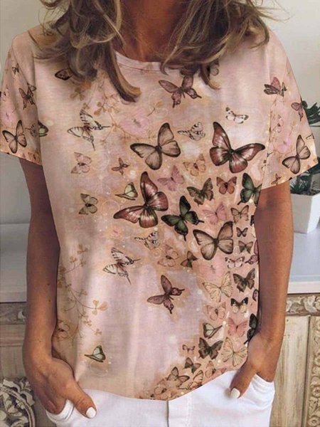 

Butterfly Women's Short Sleeve T-shirt, As picture, T-shirts