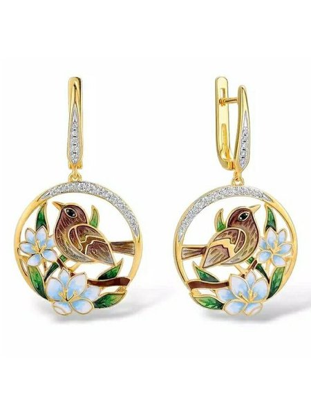 

Rhinestone Alloy Bird Earrings, As picture, Earrings