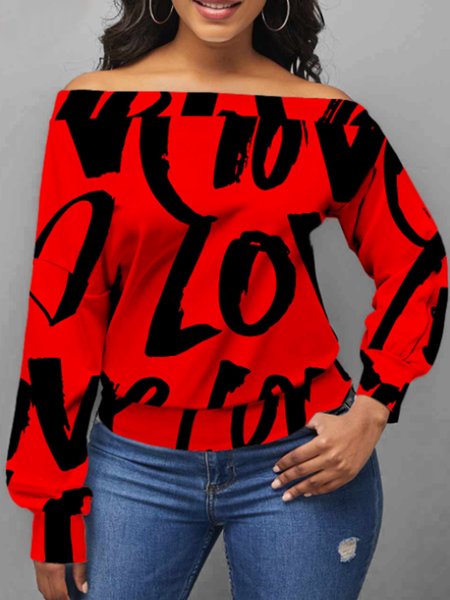 

Boat Neck Casual Regular Fit Daily Top, Red, Tops