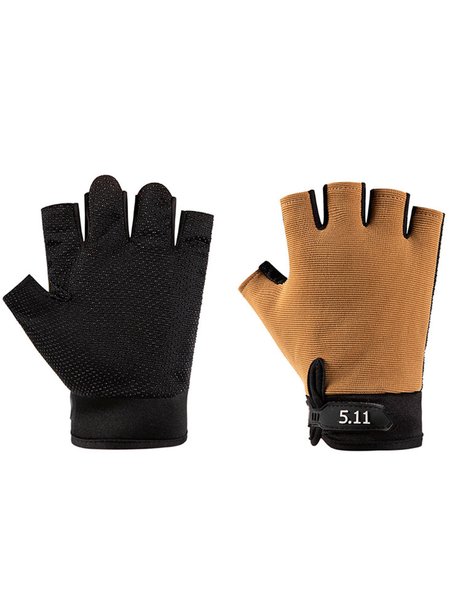 Men's Outdoor Protective Half Finger Gloves, Khaki, Accessories