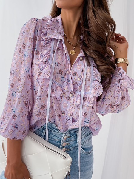 

Plus size Floral Casual Shirts & Tops, Purple, Blouses & Shirts