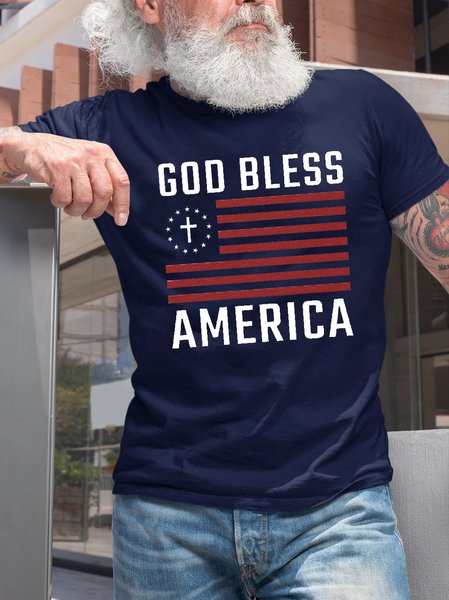 

American Patriot Crew Neck Short Sleeve T-Shirt, Purplish blue, T-shirts