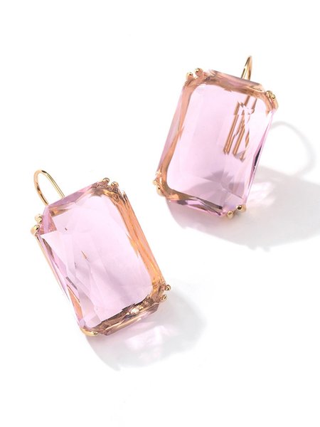 

Square Crystal Earrings, Pink, Earrings