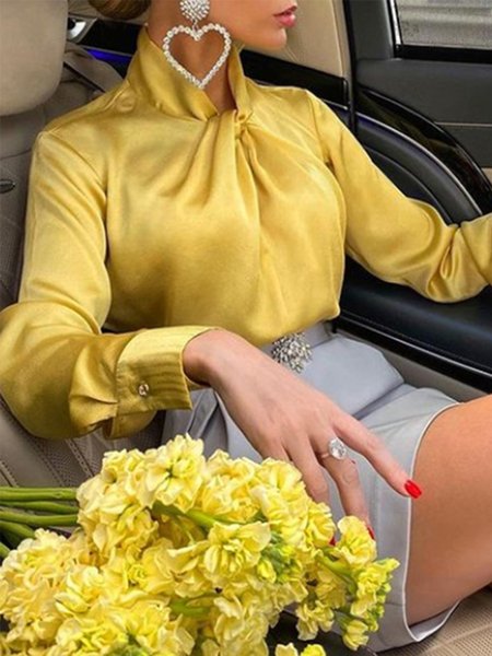 

Lady Long Sleeve Regular Fit Regular Fit Top, Yellow, Tops