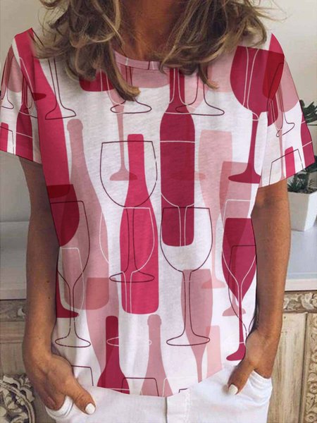 

Red Wine Women's Short Sleeve T-shirt, As picture, T-shirts