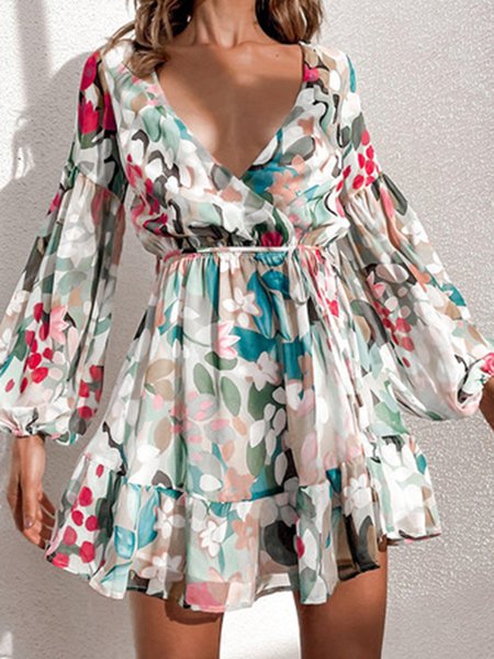 

Cross Front Romantic Dresses, As picture, Mini Dresses