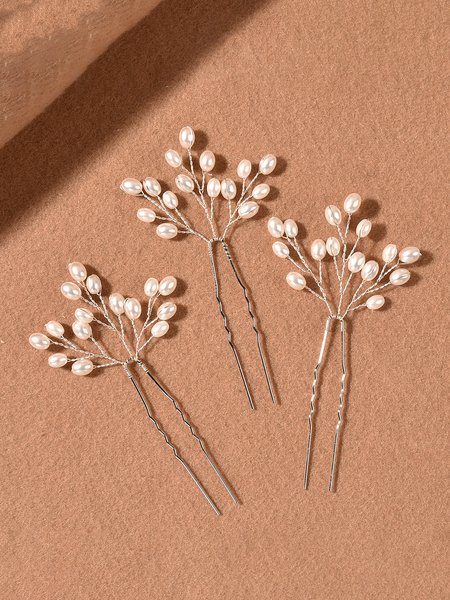 

Bridal Elegant Pearl Hair Clip, Silver, Headwear