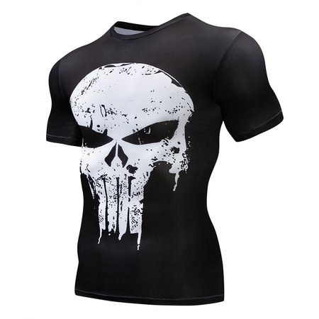 

Casual Sports 3D Digital Skull Print T-Shirt, Black, T-shirt