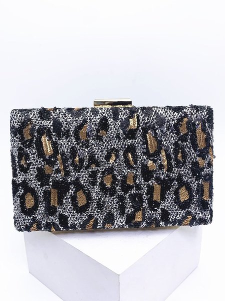 

Sequin Dress Leopard Evening Bag, Silver, Clutches