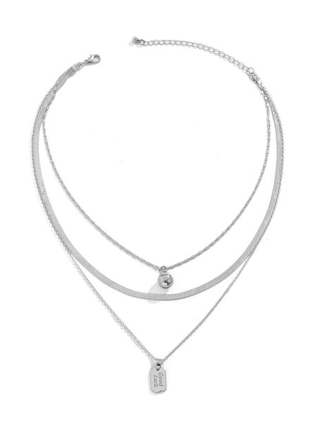 

Hip Hop Vintage Metal Necklace, Silver, Necklaces