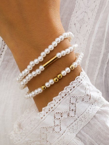 Pearl Beaded Bracelet, As picture, Bracelets