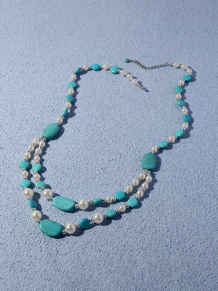 

Vintage Turquoise Pearl Necklace, As picture, Necklaces