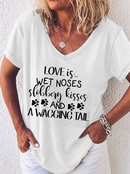 

Love Is Wet Nose Funny Short Sleeve T-shirt, White, T-shirts