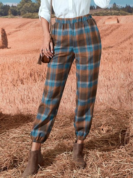 

Western Denim Style Plaid New Designer Comfortable Ladies Trousers, Multicolor, Pants