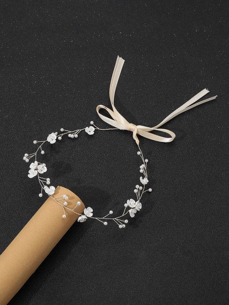 

Mori Beaded Headband Garland Bridal Tiara, Silver, Headdress