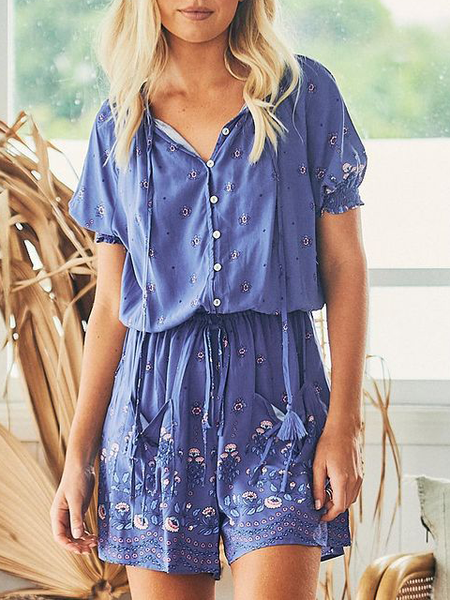 

Tribal Bohemian Holiday Jumpsuits One-Pieces, Blue, Jumpsuits