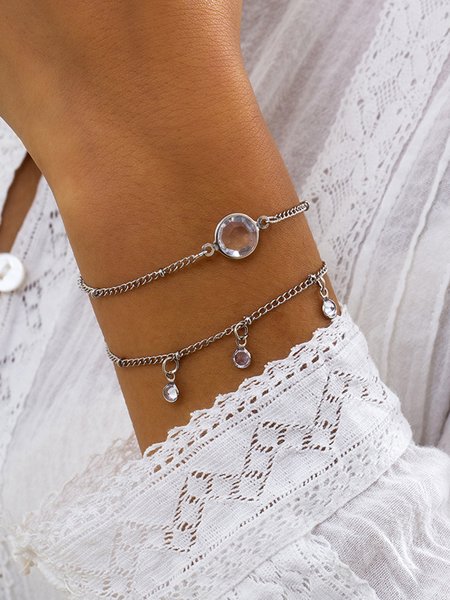 

Crystal Chain Bracelet, Silver, Bracelets