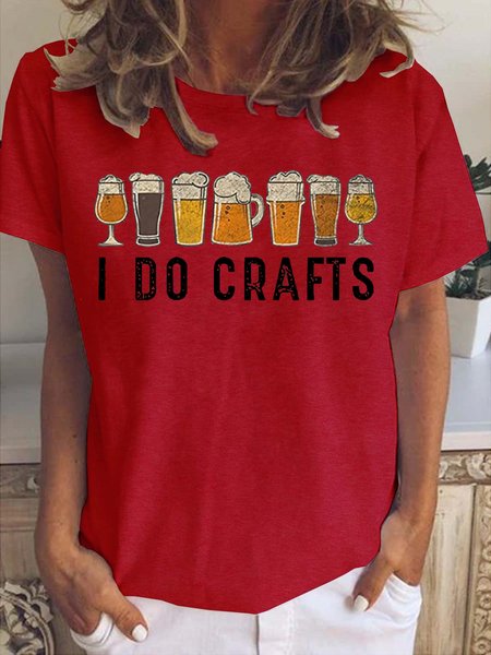 

I Do Crafts Beer Cotton Short sleeve tops, Red, T-shirts