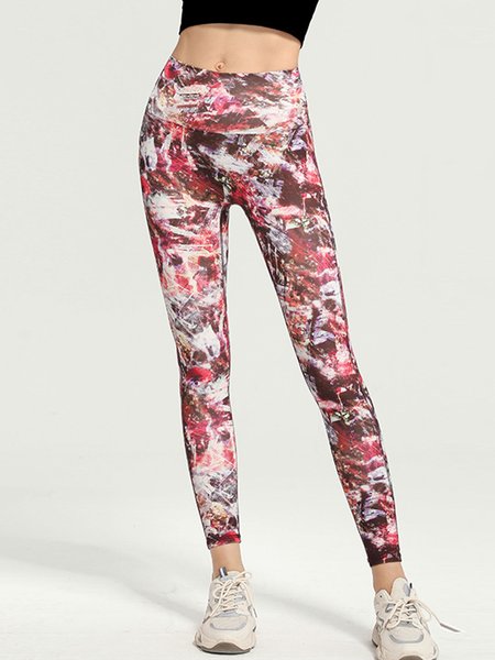 

High waist camouflage yoga pants women's elastic tight slim running sports pants hip lift peach fitness pants, Multicolor, Leggings