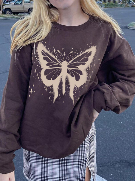 

Butterfly Casual Long sleeve Sweatshirt, Brown, Sweatshirts & Hoodies