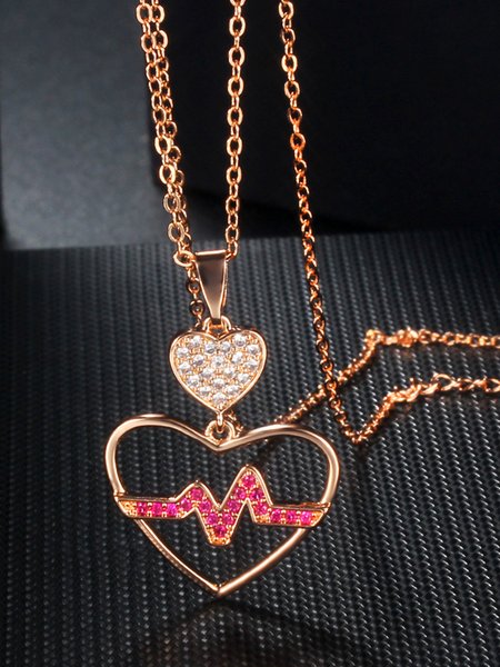 

ECG Heart Diamond Necklace, Rose gold, Necklaces