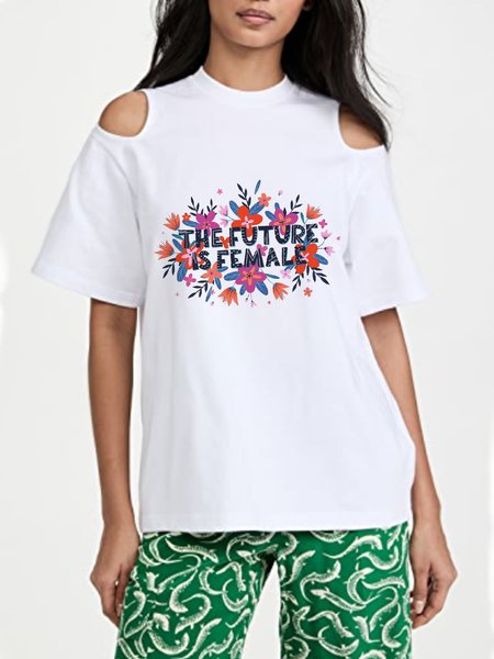 

Letter Crew Neck Loosen Shirts & Tops, White, Long sleeve tops