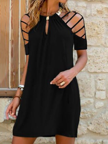 

Casual Crew Neck Hollow Out Dresses, Black, Formal Dresses