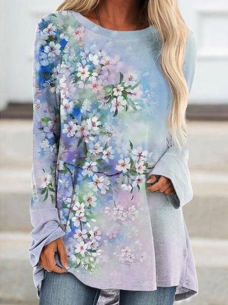 

Floral Raglan Sleeve Shirts & Tops, Blue, Long sleeve tops