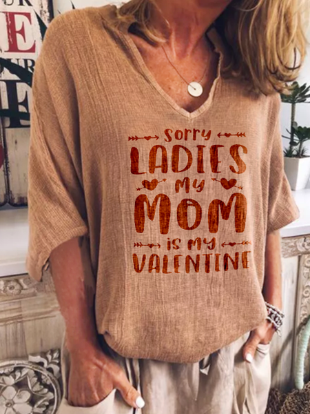 

Casual V Neck Shirts & Tops Letter V Neck Casual Shirts & Tops, Khaki, Long sleeve tops