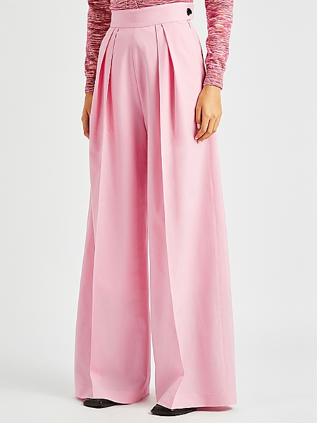 

Spring Plain Lightweight Zipper fly Work Pants, Pink, Wide Leg Pants