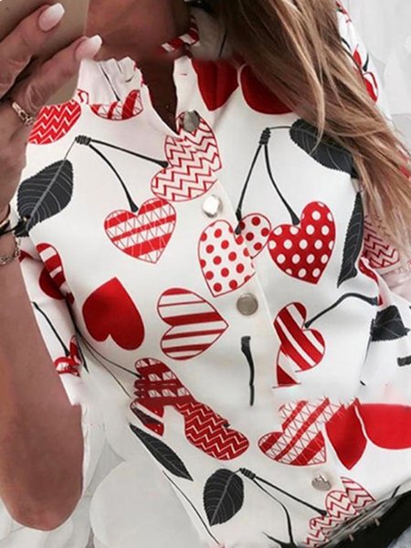 

Casual Long Sleeve Plus Size Printed Tops Blouses, White, Blouses & Shirts