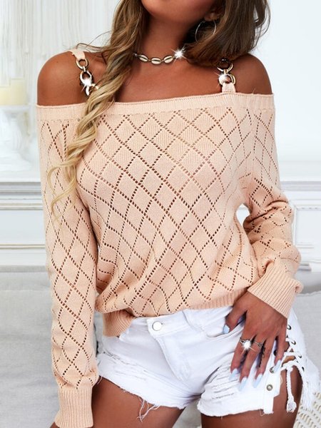 

Casual Long Sleeve Plus Size Sweater, Khaki, Knitwear & Sweaters