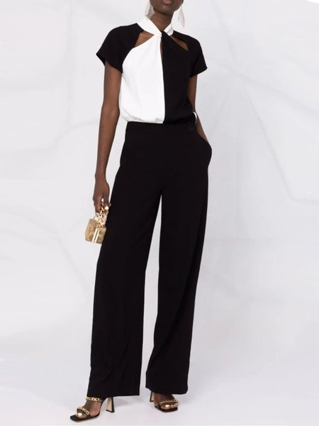 

Regular Fit Sexy Plain Half Sleeve Suits, Black, Suit Set
