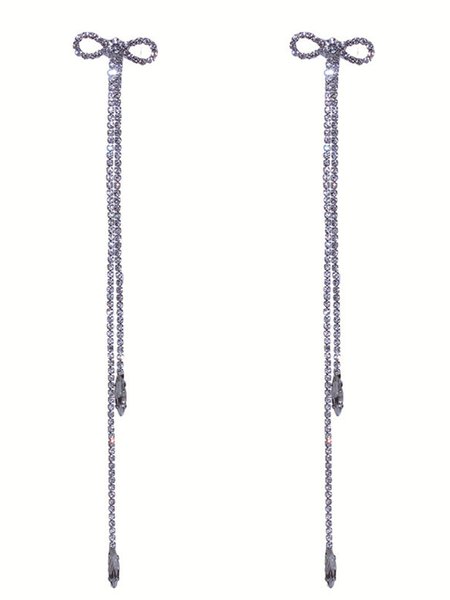 

Bow Crystal Eearrings, Silver, Earrings