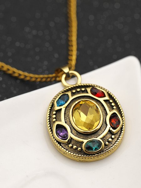 

Round Colored Crystal Necklace, Golden, Necklaces