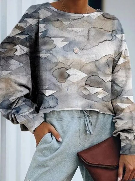 

Geometric Abstract Printed Casual Sweatshirt, Gray, Sweatshirts & Hoodies