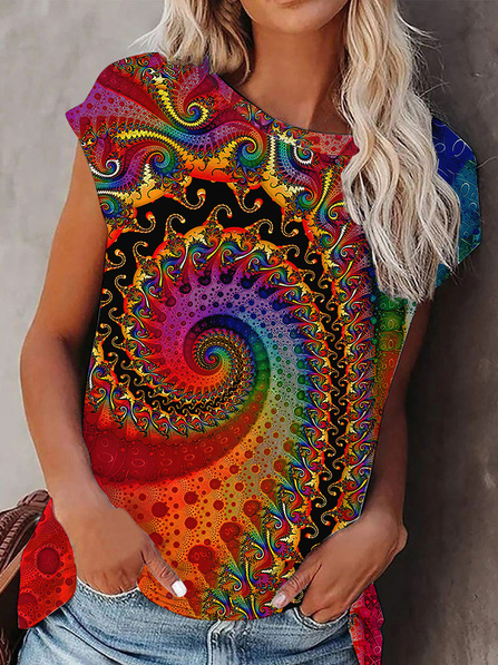 

Ombre Vacation Cotton Blends Vests, Multicolor, Tanks & Camis