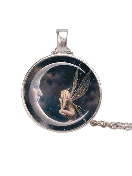 

JFN Time Gem Moon Angel Necklace, Silver, Necklaces