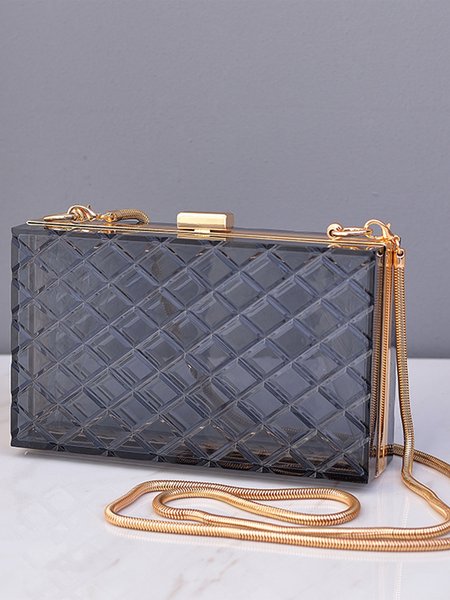

Acrylic Evening Party See-through Shoulder Bag, Gray, Clutches